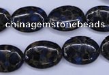 CGO206 15.5 inches 10*14mm oval gold blue color stone beads