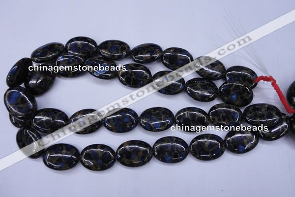 CGO207 15.5 inches 12*16mm oval gold blue color stone beads