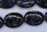 CGO209 15.5 inches 15*20mm oval gold blue color stone beads