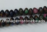 CGO22 15.5 inches 8*12mm rondelle gold multi-color stone beads