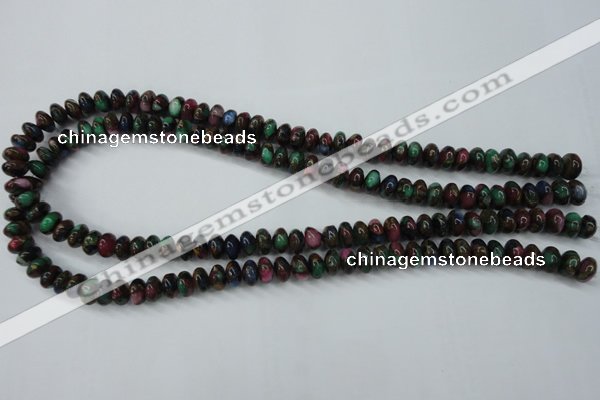 CGO22 15.5 inches 8*12mm rondelle gold multi-color stone beads