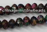 CGO25 15.5 inches 8*12mm faceted rondelle gold multi-color stone beads