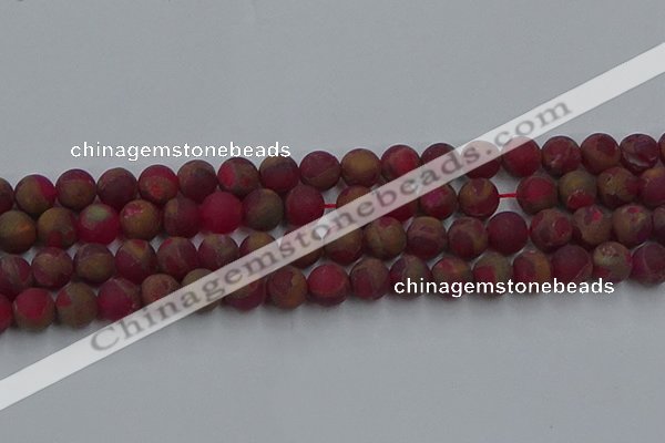 CGO253 15.5 inches 10mm round matte gold multi-color stone beads