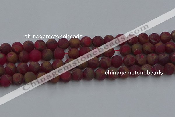 CGO254 15.5 inches 12mm round matte gold multi-color stone beads