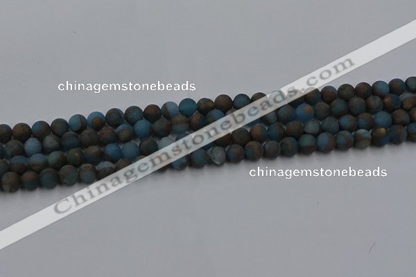 CGO256 15.5 inches 6mm round matte gold multi-color stone beads