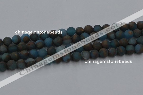 CGO259 15.5 inches 12mm round matte gold multi-color stone beads