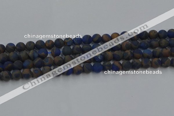 CGO262 15.5 inches 8mm round matte gold multi-color stone beads