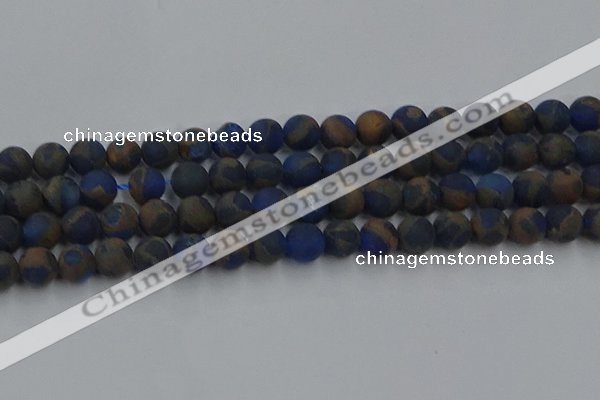 CGO263 15.5 inches 10mm round matte gold multi-color stone beads