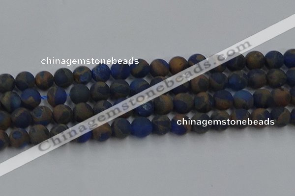 CGO264 15.5 inches 12mm round matte gold multi-color stone beads