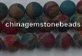 CGO266 15.5 inches 6mm round matte gold multi-color stone beads