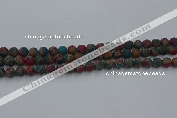 CGO266 15.5 inches 6mm round matte gold multi-color stone beads