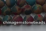 CGO267 15.5 inches 8mm round matte gold multi-color stone beads