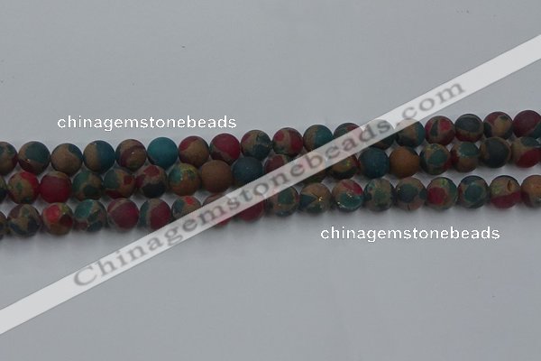 CGO267 15.5 inches 8mm round matte gold multi-color stone beads