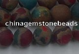 CGO268 15.5 inches 10mm round matte gold multi-color stone beads