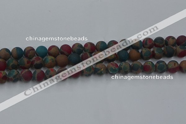 CGO268 15.5 inches 10mm round matte gold multi-color stone beads