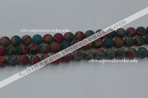 CGO269 15.5 inches 12mm round matte gold multi-color stone beads