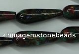 CGO28 15.5 inches 8*20mm teardrop gold multi-color stone beads