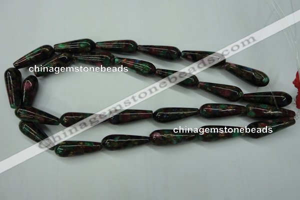 CGO29 15.5 inches 10*30mm teardrop gold multi-color stone beads