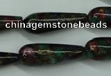 CGO30 15.5 inches 12*40mm teardrop gold multi-color stone beads