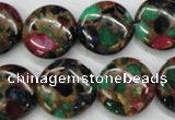 CGO36 15.5 inches 20mm flat round gold multi-color stone beads