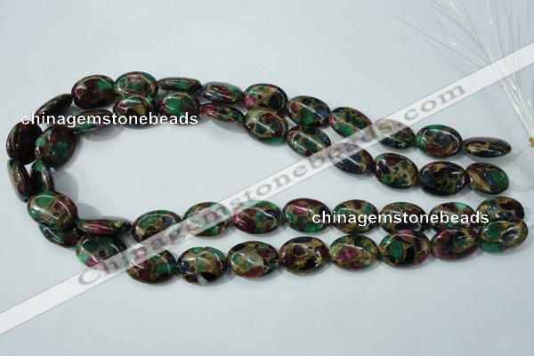 CGO38 15.5 inches 10*14mm oval gold multi-color stone beads