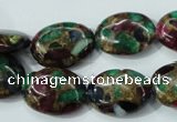 CGO39 15.5 inches 12*16mm oval gold multi-color stone beads