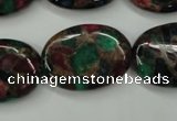 CGO42 15.5 inches 18*25mm oval gold multi-color stone beads