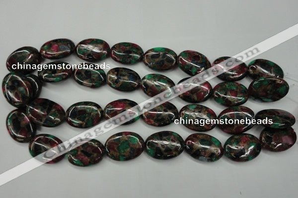 CGO42 15.5 inches 18*25mm oval gold multi-color stone beads