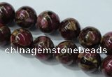 CGO54 15.5 inches 10mm round gold red color stone beads