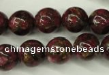 CGO56 15.5 inches 14mm round gold red color stone beads