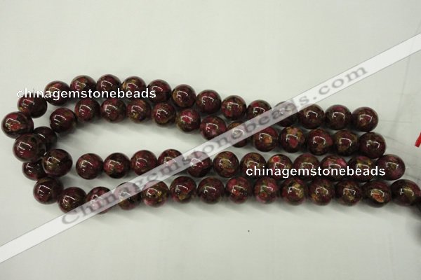 CGO56 15.5 inches 14mm round gold red color stone beads