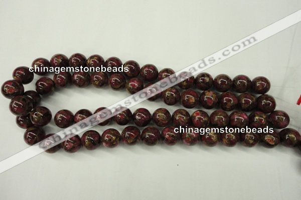 CGO57 15.5 inches 16mm round gold red color stone beads