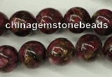 CGO58 15.5 inches 18mm round gold red color stone beads