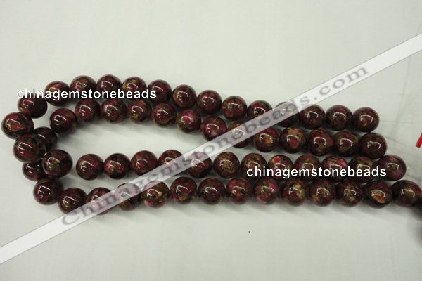 CGO58 15.5 inches 18mm round gold red color stone beads