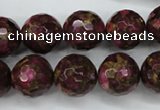 CGO67 15.5 inches 16mm faceted round gold red color stone beads