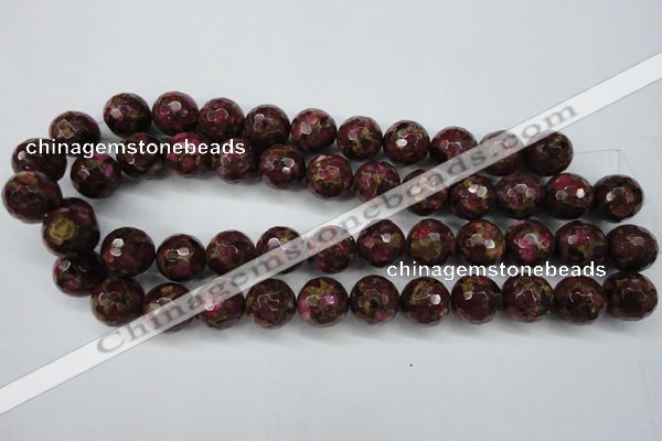 CGO69 15.5 inches 20mm faceted round gold red color stone beads