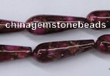 CGO78 15.5 inches 8*20mm teardrop gold red color stone beads