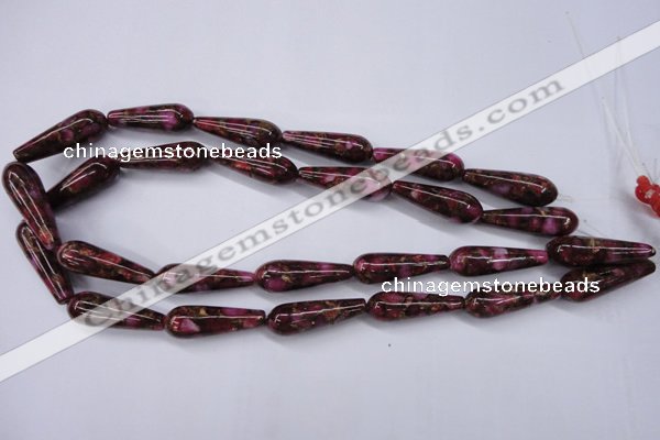 CGO78 15.5 inches 8*20mm teardrop gold red color stone beads