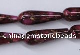 CGO79 15.5 inches 10*30mm teardrop gold red color stone beads