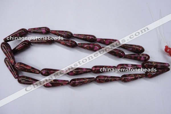 CGO79 15.5 inches 10*30mm teardrop gold red color stone beads