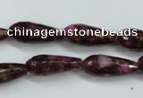 CGO82 15.5 inches 8*20mm faceted teardrop gold red color stone beads