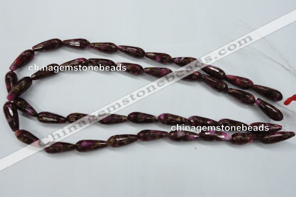CGO82 15.5 inches 8*20mm faceted teardrop gold red color stone beads
