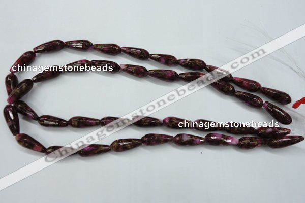 CGO83 15.5 inches 10*30mm faceted teardrop gold red color stone beads