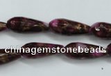 CGO84 15.5 inches 12*40mm faceted teardrop gold red color stone beads