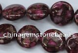 CGO87 15.5 inches 14mm flat round gold red color stone beads