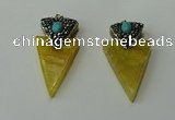 CGP101 30*55mm arrowhead agate gemstone pendants wholesale