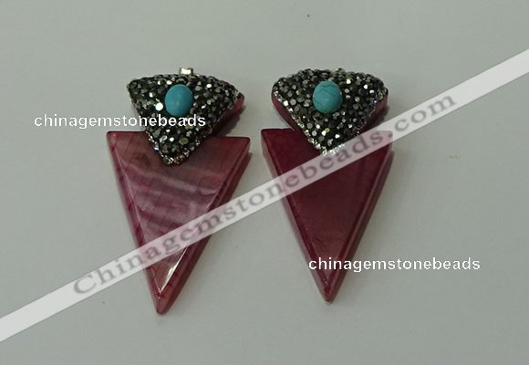 CGP103 30*55mm arrowhead agate gemstone pendants wholesale