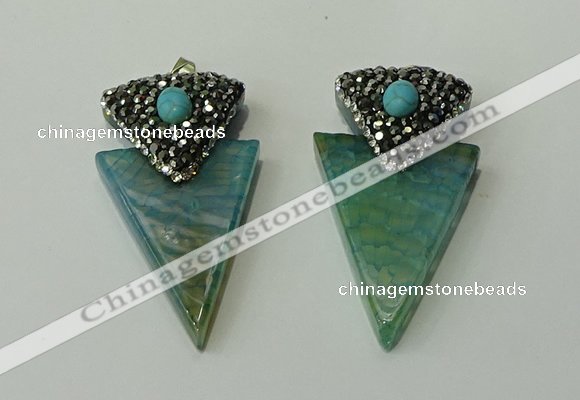 CGP104 30*55mm arrowhead agate gemstone pendants wholesale