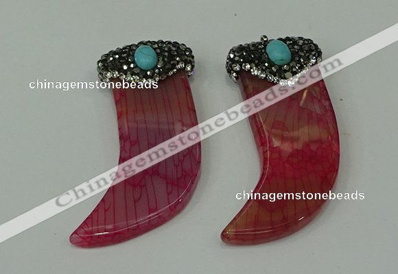 CGP123 25*58mm horn agate gemstone pendants wholesale