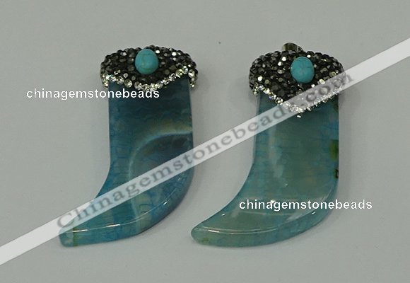 CGP124 25*58mm horn agate gemstone pendants wholesale